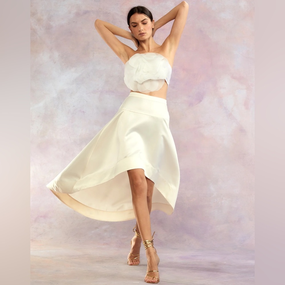Cynthia Rowley Livia High-Low Skirt White